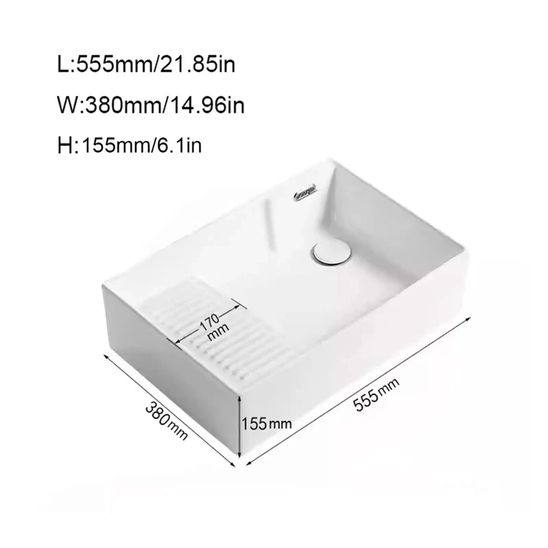 Kickass Modern Ceramic Vessel Sink Featuring Integrated Washboard Panel Hella Slick Table Basin Perfect For Bathrooms Balconies Or Mudrooms Anti Overflow Design Makes Cleanup A Breeze Every Time