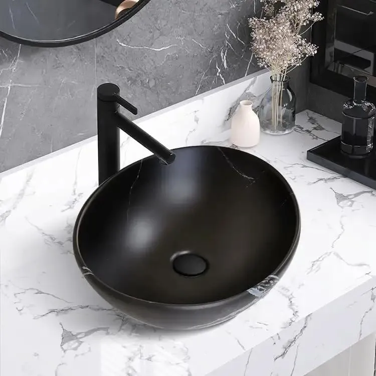 Modern Ceramic Vessel Sink With Sleek Black Finish Top Mount Bathroom Washbasin For Vanity No Fuss Install Art Basins That Truly Upgrade Your Setup And Add A Sweet Vibe