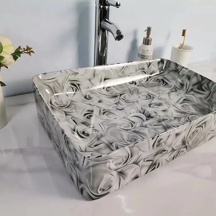 Classic Marble Pattern Ceramic Vessel Sink Delivering That Sleek Modern Bathroom Vibe For Your Vanity Or Hotel Style Wash Basin Premium Bowl Design That Truly Elevates Your Decor And Gets You That Luxe Look Everyone Wants