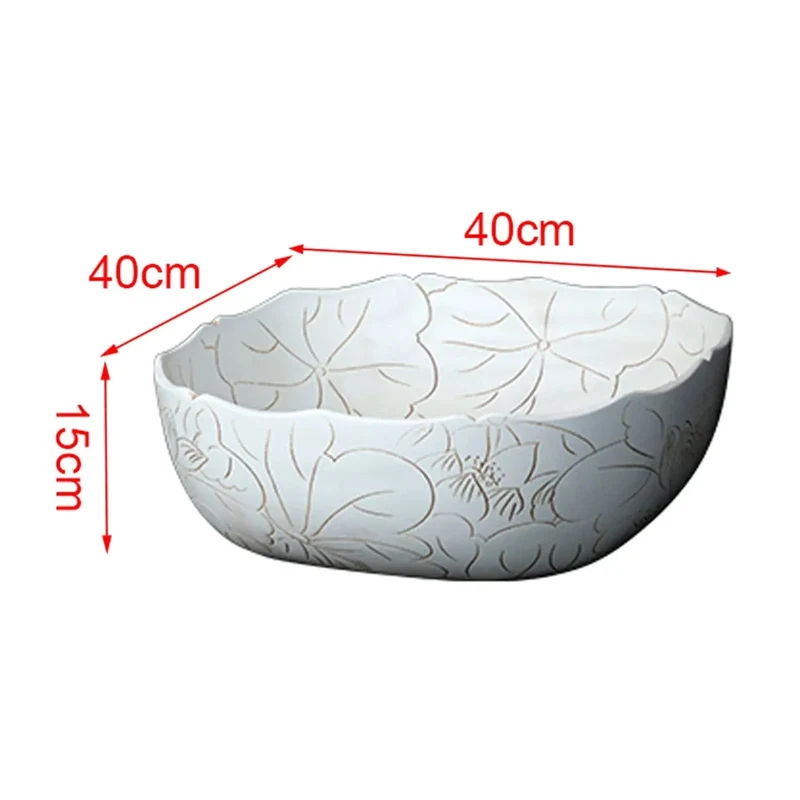 Square Ceramic Vessel Sink Featuring Hand Carved Lotus Motif And Premium Countertop Bathroom Washbasin Delivering Top Shelf Styling And A Total Room Glow Up With Zero Sweat Setup