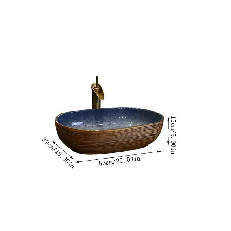 Modern Vintage Art Ceramic Vessel Sink for Bathroom Countertop Oval Washbasin with Faucet Durable Luxury Bowl Design Classy Fresh Slay Your Bathroom Vibe Hella Stylish Top Tier Quality That Slays the Rest