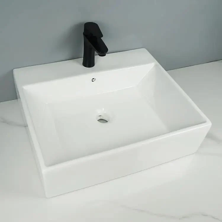 Cool Modern Square White Ceramic Vessel Sink For Bathroom Sturdy Countertop Washbasin Wall Mount Option Fresh Design Easy To Clean Durable Bowl Sink Chic Style Perfect For Small Spaces And Home Refresh Projects