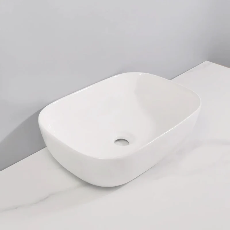 Top Shelf Ultra Modern White Ceramic Vessel Sink For Above Counter Bathroom Vanity Rectangular Basin With Clean Minimalist Lines And That Luxe Bathroom Decor Vibe