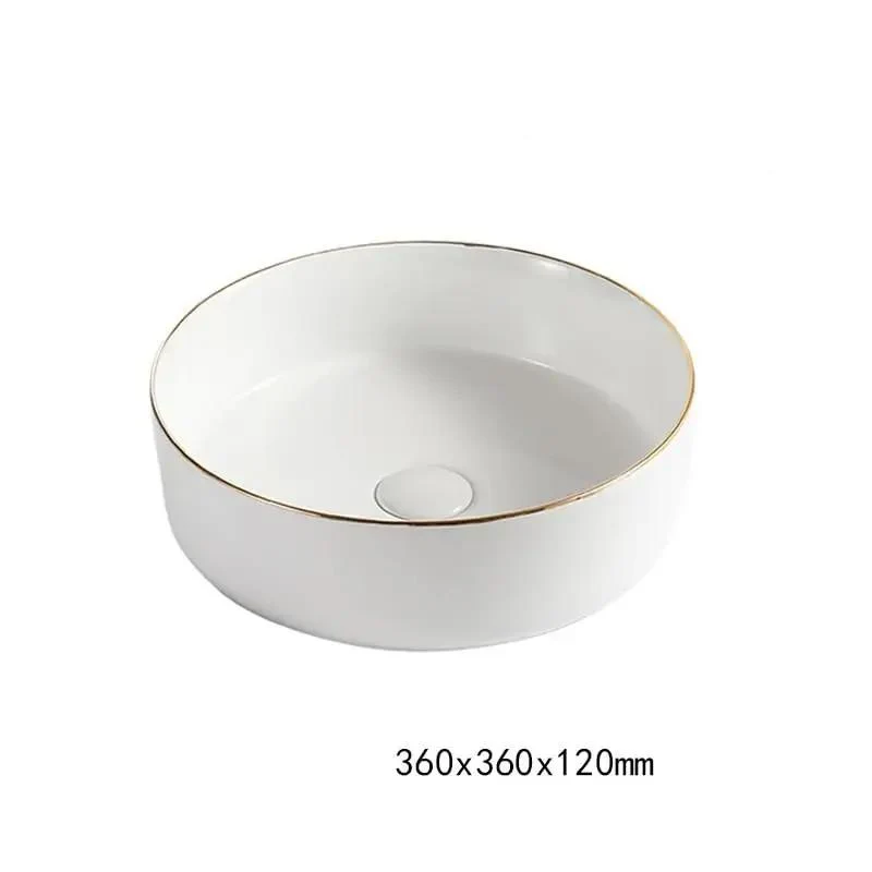 Killer Design Round Ceramic Vessel Sink For Above Counter Bathroom And Bar Vanity Straight Up Premium Tabletop Washbasin Zero Hassle Cleaning Slick White Porcelain Bowl Sink