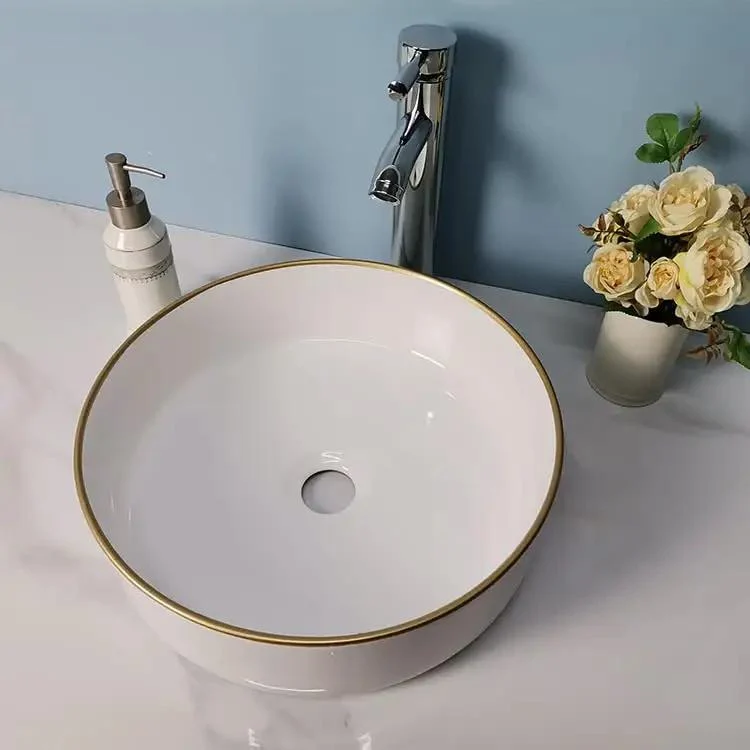 Killer Design Round Ceramic Vessel Sink For Above Counter Bathroom And Bar Vanity Straight Up Premium Tabletop Washbasin Zero Hassle Cleaning Slick White Porcelain Bowl Sink