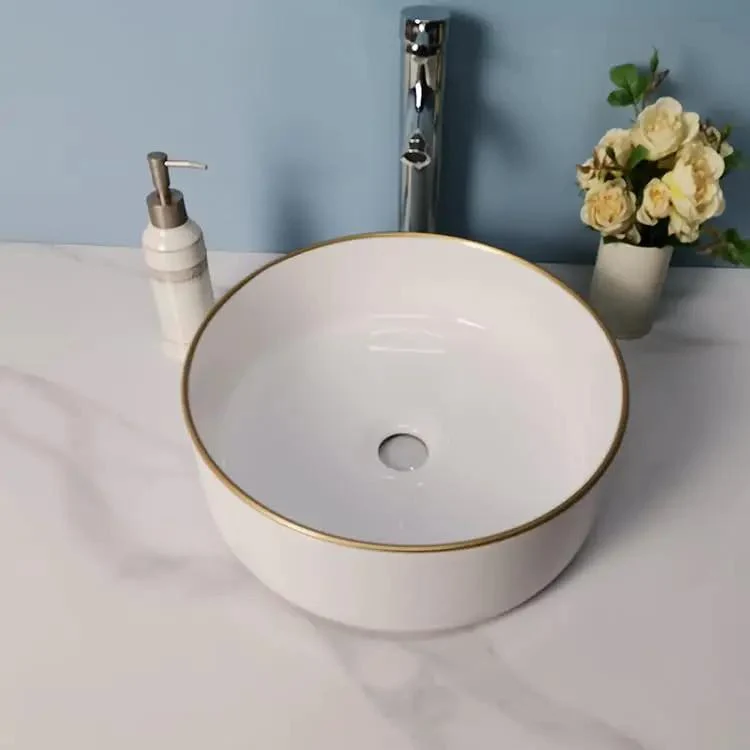 Killer Design Round Ceramic Vessel Sink For Above Counter Bathroom And Bar Vanity Straight Up Premium Tabletop Washbasin Zero Hassle Cleaning Slick White Porcelain Bowl Sink