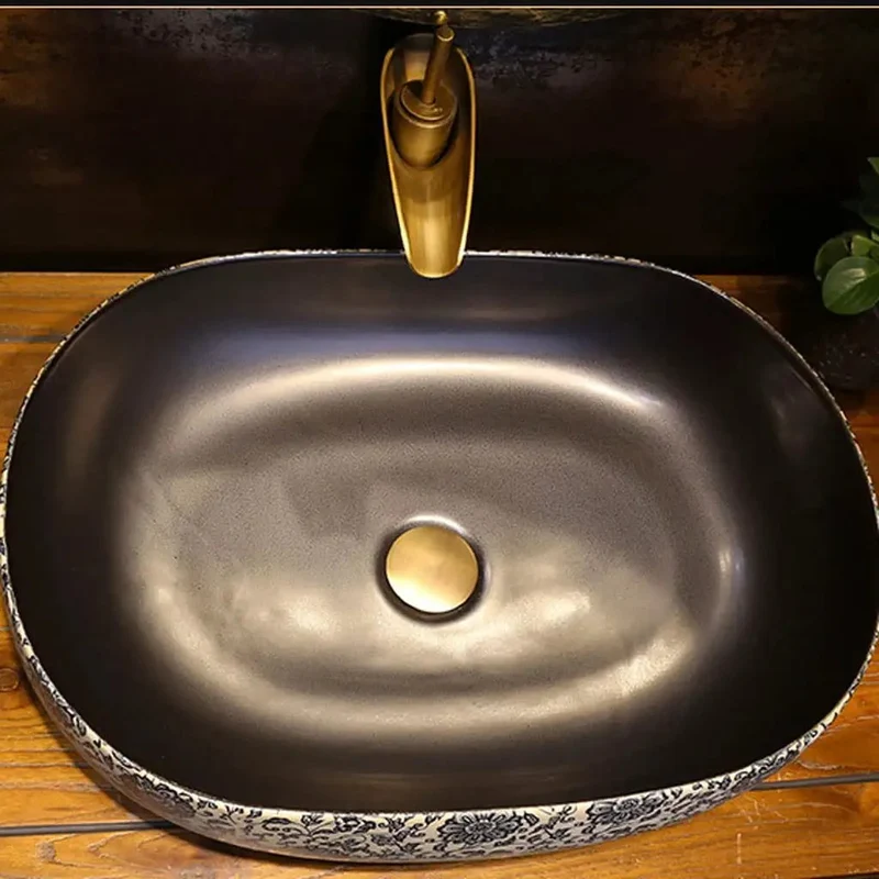 Modern Luxury Ceramic Vessel Sink For Bathroom Countertop Wash Basin With Faucet Sleek Retro Art Bowl That Levels Up Your Bathroom Game And Brings Fresh Minimalist Vibes All Day
