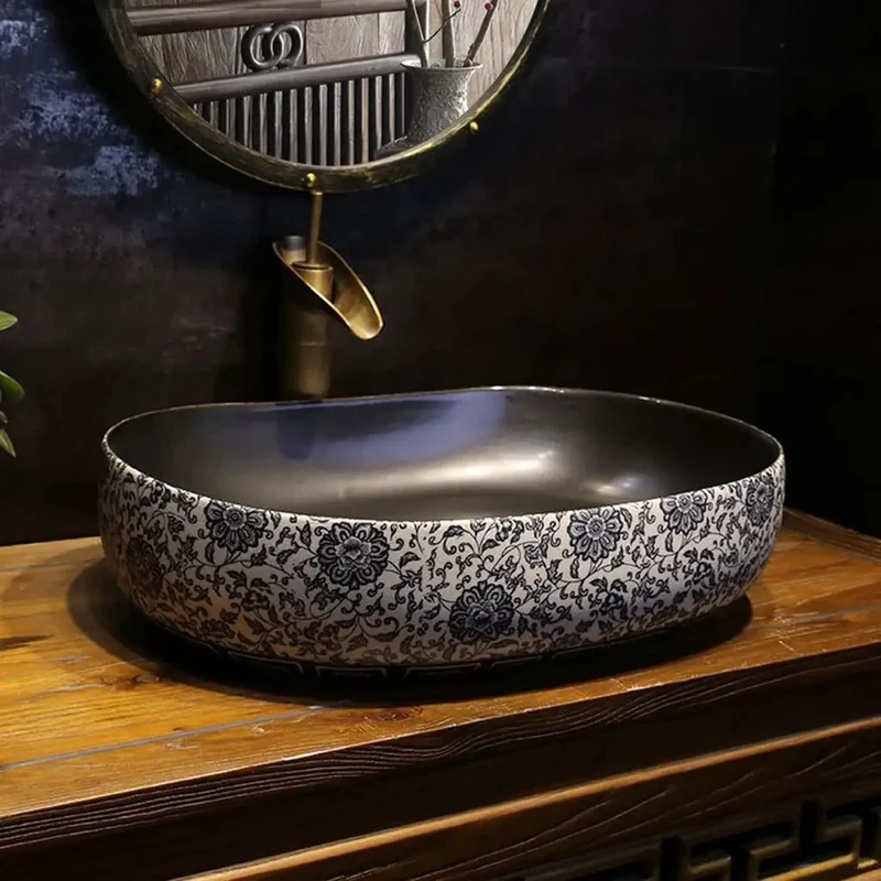 Modern Luxury Ceramic Vessel Sink For Bathroom Countertop Wash Basin With Faucet Sleek Retro Art Bowl That Levels Up Your Bathroom Game And Brings Fresh Minimalist Vibes All Day