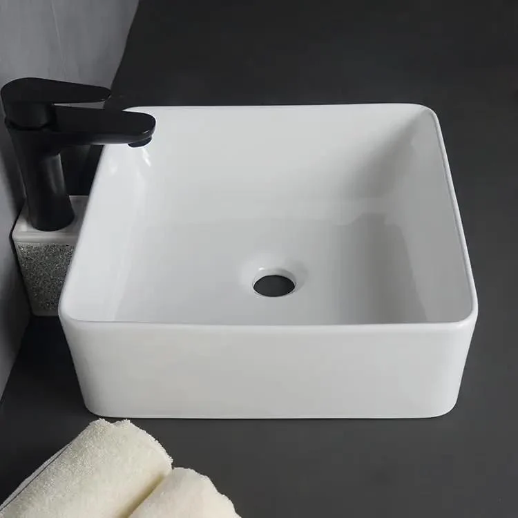 Premium Ceramic Vessel Sink For Bathroom And Bar Vanity Featuring A Hella Clean Square Design With Top Shelf Glazed Finish For A Totally Chic Modern Upgrade And Serious Home Vibe