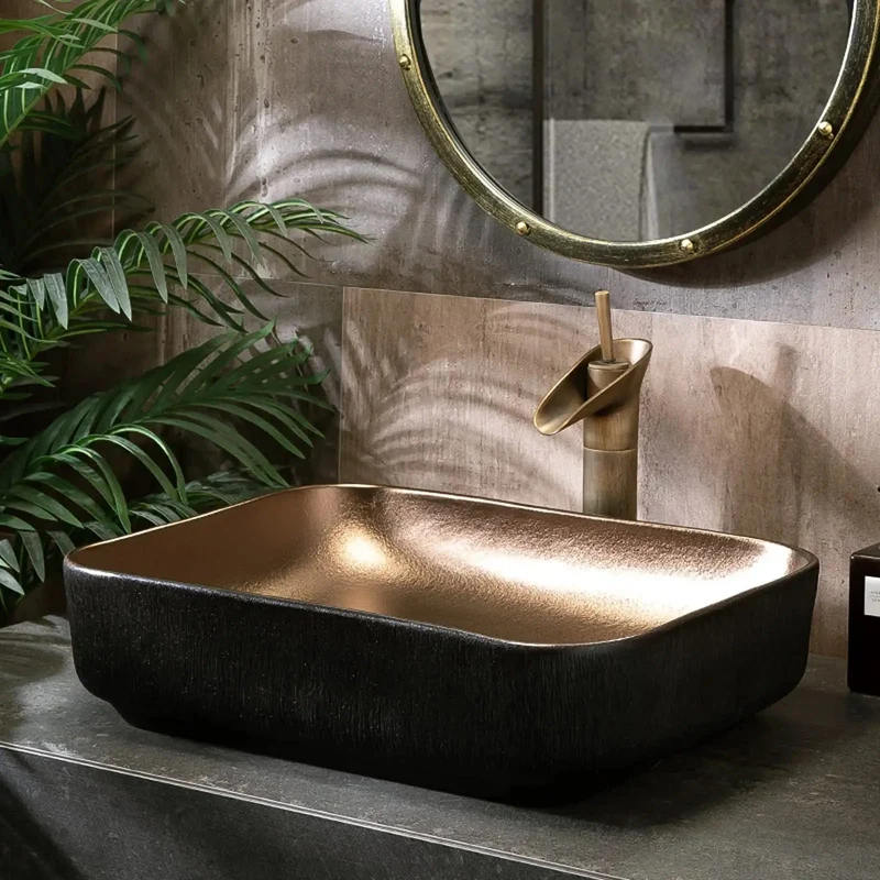 Next Level Matte Black Ceramic Vessel Sink For Modern Bathroom Vanity Setup Featuring Sleek Rectangular Basin With Countertop Mounting Capabilities That Boosts Everyday Glamour And Delivers Show Stopping Sophistication To Your Wash Area.