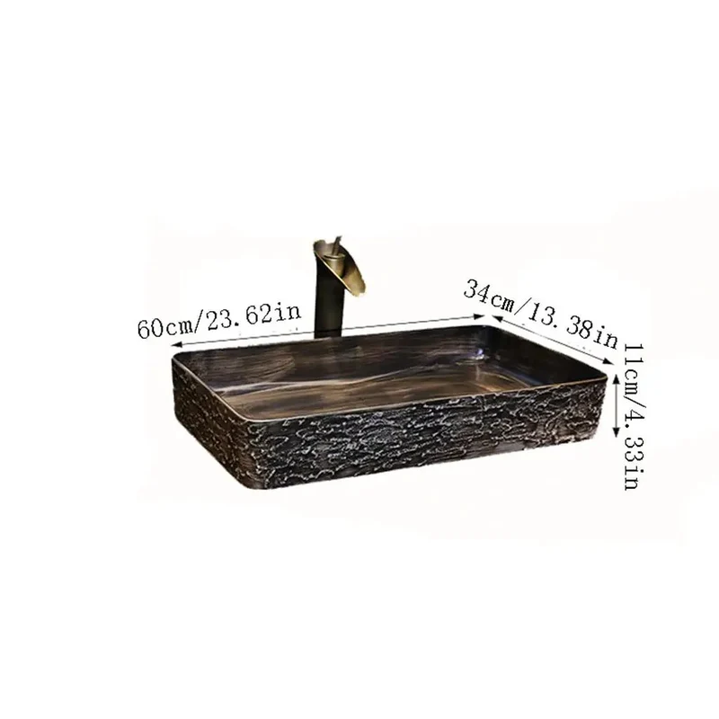 Straight Up Rectangular Premium Ceramic Vessel Sink For Countertop With Faucet Sleek Art Washbasin Heavy Duty Bathroom Basin Zero Hassle Luxury Essentials