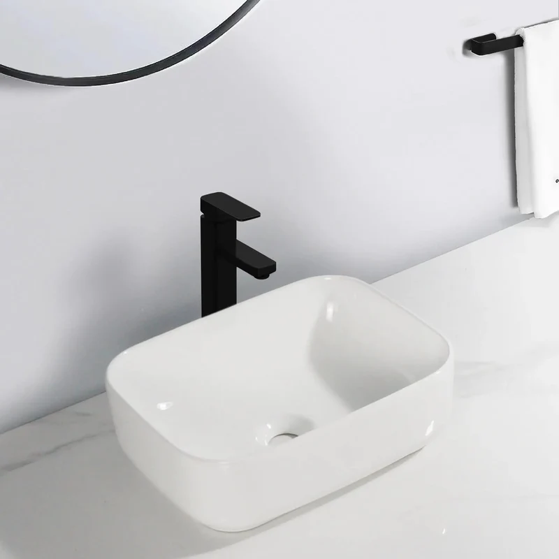 Top Tier Ceramic Vessel Sink Small Square Countertop Washbasin Slick White Bathroom Bowl Sink Game Changer Modern Design For Your Kitchen Or Fresh Bath Setup