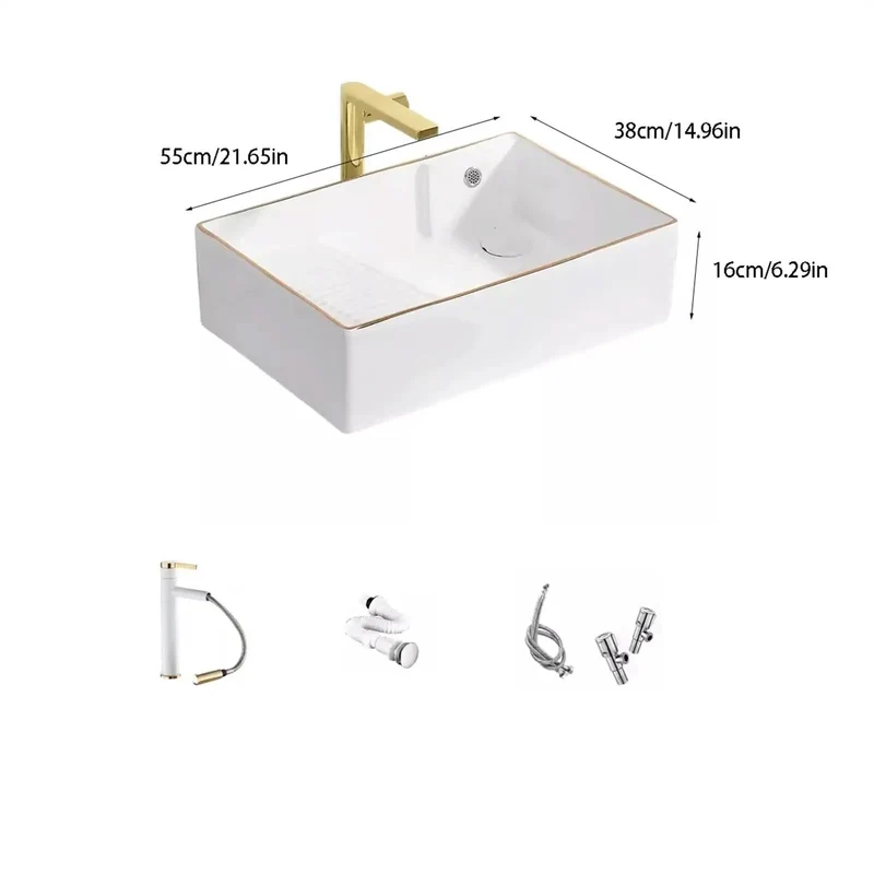 High Grade Ceramic Vessel Sink For Above Counter Installation With Side Drain Anti Overflow Design And Integrated Washboard Perfect For Tight Bathrooms Or Stylish Apartments Seeking A Real Glow Up