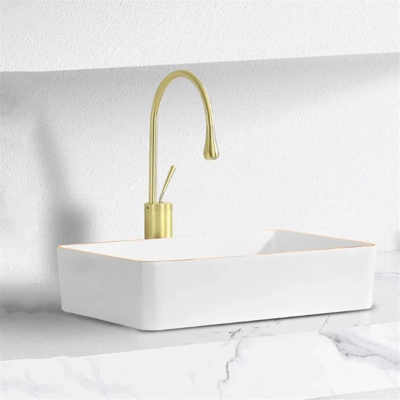High Grade Ceramic Vessel Sink For Above Counter Installation With Side Drain Anti Overflow Design And Integrated Washboard Perfect For Tight Bathrooms Or Stylish Apartments Seeking A Real Glow Up