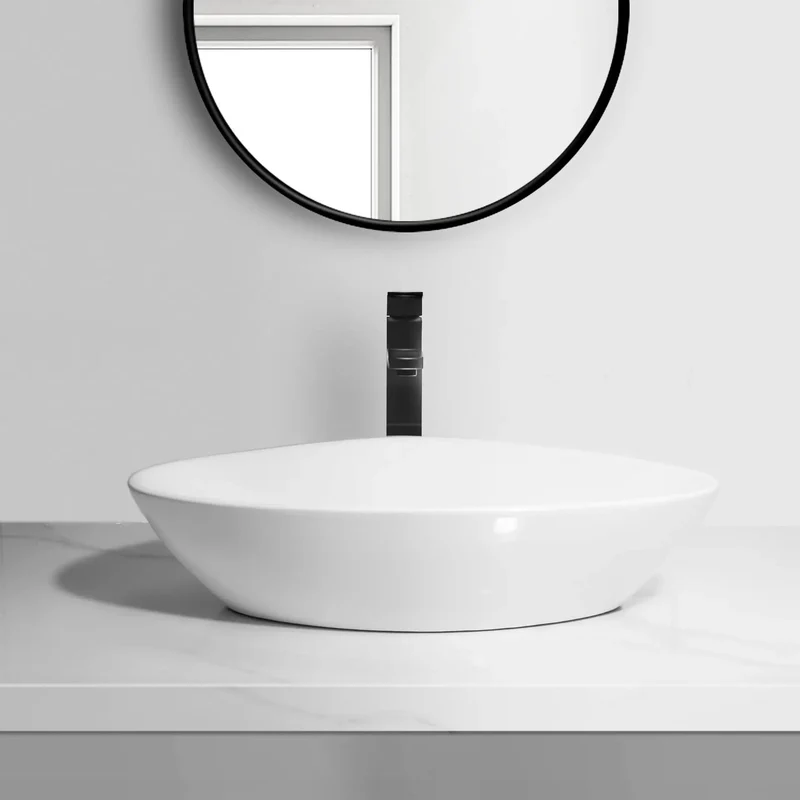 Modern Triangle Vessel Sink Countertop Bathroom Wash Basin White Ceramic Luxury Vanity Bowl Elegant Apartment Decor Sink Spacious Spa Like Relaxation Clean Minimalist Upgrade