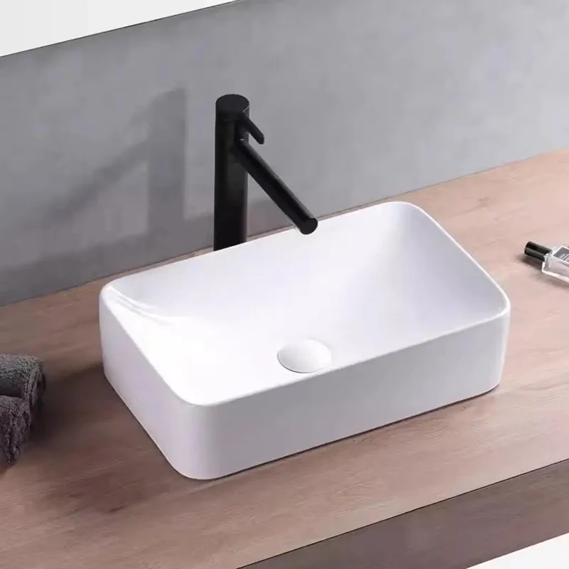 Modern Rectangular Vessel Sink For Countertop Vanity Slick Ceramic Washbasin With Minimalist Design No Fuss Cleanup Bathroom Art Basin Big Time Upgrade For Your Daily Home Spa Routine