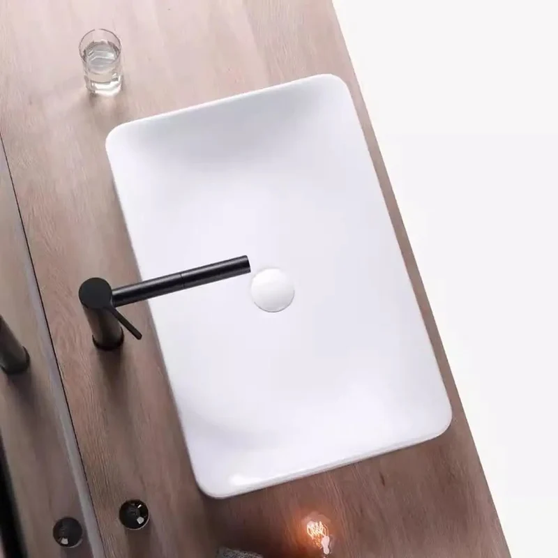 Modern Rectangular Vessel Sink For Countertop Vanity Slick Ceramic Washbasin With Minimalist Design No Fuss Cleanup Bathroom Art Basin Big Time Upgrade For Your Daily Home Spa Routine