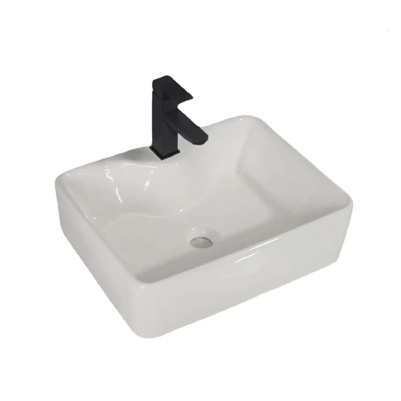 Knockout Ceramic Vessel Sink With Dope Slick Lines Square Countertop Bathroom Washbasin And Fresh Easy Clean Home Bowl Sink For Daily Care Routines
