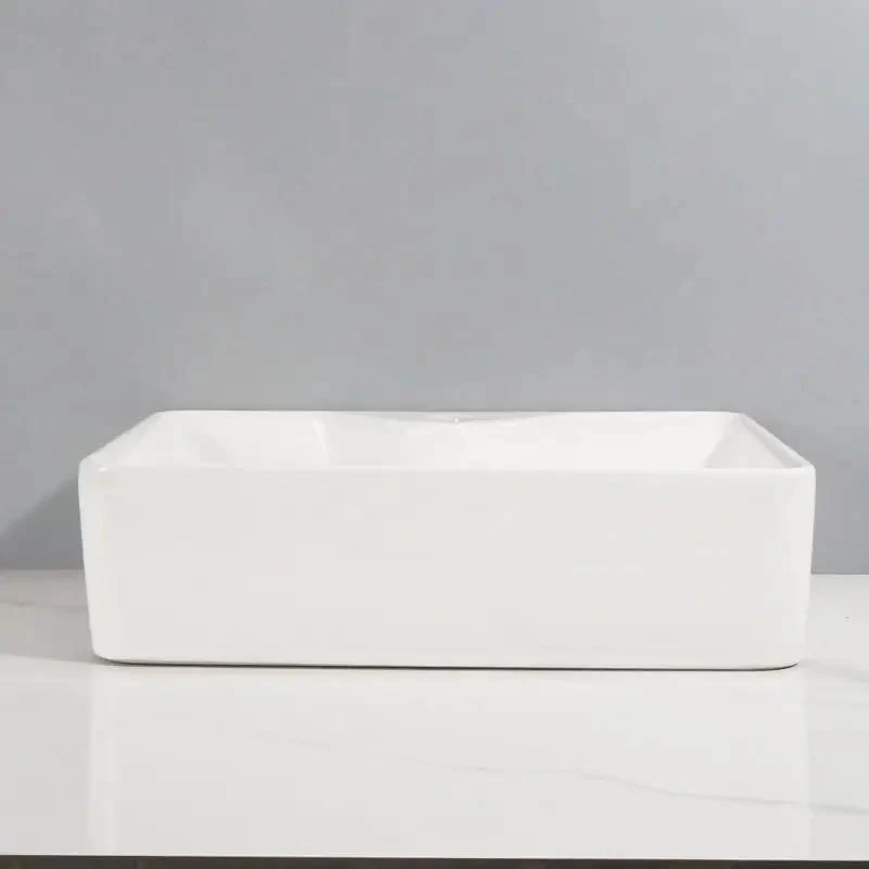 Knockout Ceramic Vessel Sink With Dope Slick Lines Square Countertop Bathroom Washbasin And Fresh Easy Clean Home Bowl Sink For Daily Care Routines