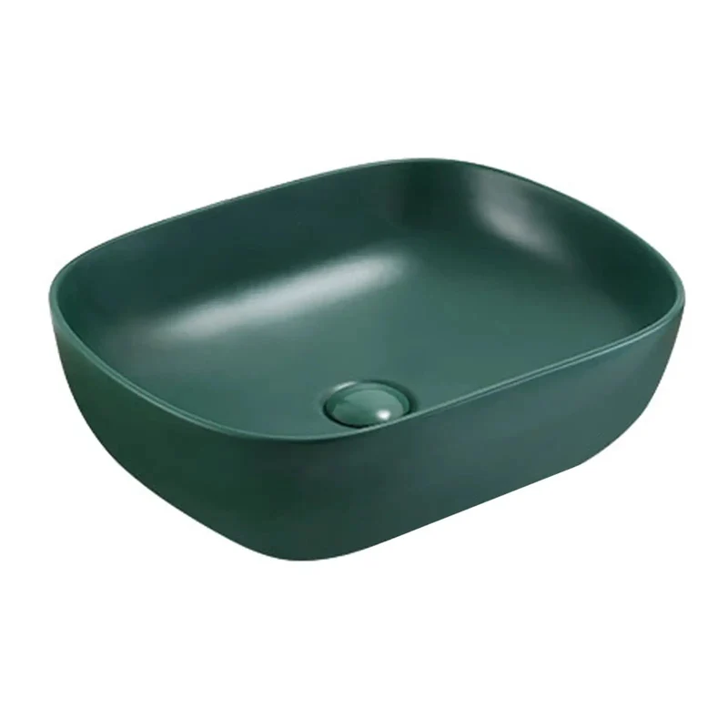 Fresh Matte Green Ceramic Vessel Sink For Modern Bathrooms Rectangular Countertop Art Basin With Built In Drainer Sleek Washbasin Straight Upgrade For Any Home Vanity Setup A Total Space Glow Up