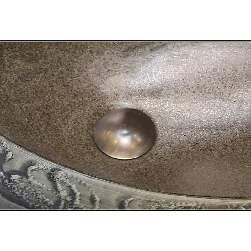 Kickass Ceramic Vessel Bathroom Sink Stone Texture Art Basin Unique Shape Countertop Washstand Lavatory Vanity Accessory Bundle With Copper Angle Valves And Faucet Top Shelf Quality Dope Finish