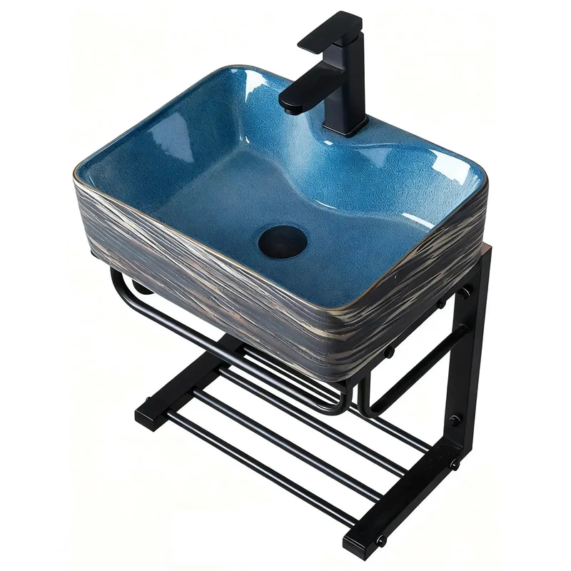 Top Shelf Ceramic Wall Hung Basin Featuring A Slick Rectangular Vessel Shape With Matching Faucet And Heavy Duty Pedestal Base Smooth Glaze Makes Wiping Down A Darn Breeze For Tight Restrooms Or Local Hangouts