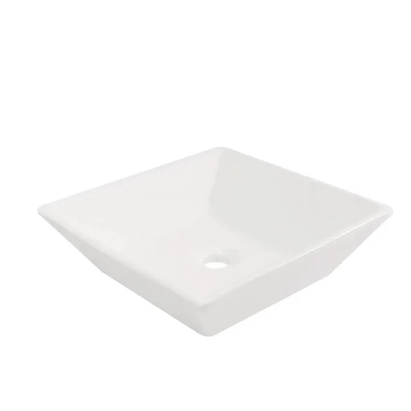 Modern Square Vessel Sink Bathroom Counter Basin Premium Ceramic Washbasin White Top Shelf Slick Finish Heavy Duty Easy Mount Clean Setup For Master Bath Or Spa Retreat
