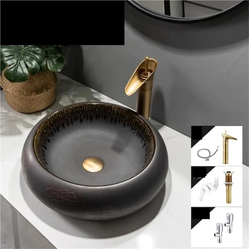 Modern Round Vessel Vanity Sink Top Shelf Ceramic Countertop Basin Above Counter Bathroom Wash Stand Ideal For Residential Or Commercial Spaces Fresh Kickass Home Decor Upgrade