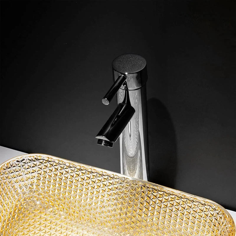 Real Deal Yellow Square Tempered Glass Vessel Sink With Waterfall Faucet And Pop Up Drain For Modern Counter Top Bathrooms No Fuss Install Smooth Glazed Vibe Total Fresh Look For Daily Use