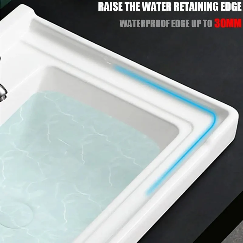 Straight Up Heavy Duty Ceramic Laundry Sink Single Bowl Vessel Basin With Integrated Washboard Semi Recessed Square Design Includes Faucet Drain Line And Valves No Mess Setup For Laundry Room Balcony Or Mudroom