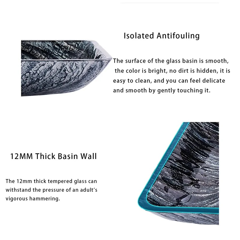 Top Shelf Tempered Glass Vessel Sink With Waterfall Faucet And Pop Up Drain Smooth Scratch Resistant Shine Countertop Wash Basin For A Dope Bathroom Refresh