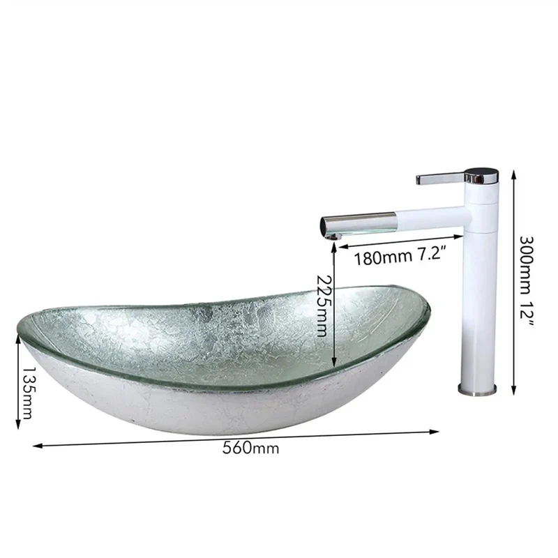 Hella Smooth Tempered Glass Boat Style Vessel Sink And Faucet Combo Fits Bathroom Vanity Washbasin Bowl Lavatory Basin 22 Inch Real Deal Upgrade Cleanup Durable Gloss Finish Total Vibe Change Clean Lines Chic Style Daily Use Easy Wipe Down