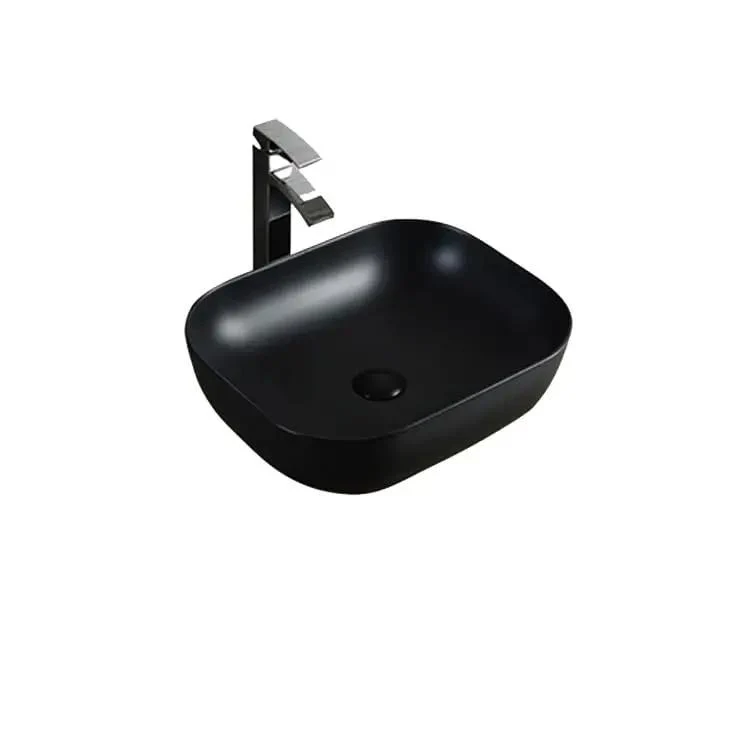 Swanky Black Ceramic Vessel Sink Bathroom Washbasin Modern Art Basin Square or Round Shape Nordic Luxury Countertop Bowl Sleek Design Top Shelf Finish Dope Stylish Addition to Your Home Decor Project