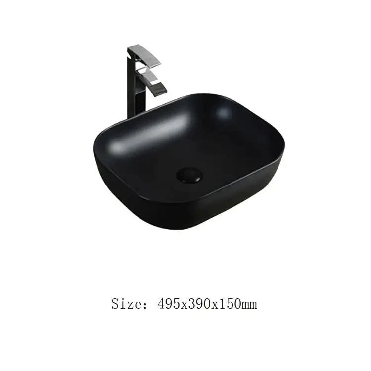Swanky Black Ceramic Vessel Sink Bathroom Washbasin Modern Art Basin Square or Round Shape Nordic Luxury Countertop Bowl Sleek Design Top Shelf Finish Dope Stylish Addition to Your Home Decor Project