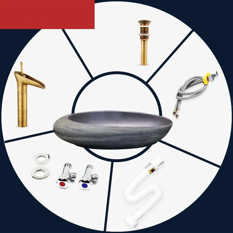 Premium Ceramic Countertop Bathroom Sink With Faucet And Hardware Vintage Vessel Washbasin Featuring A Slick Glazed Surface And No Sweat Quick Install To Level Up Your Daily Home Setup Effortlessly