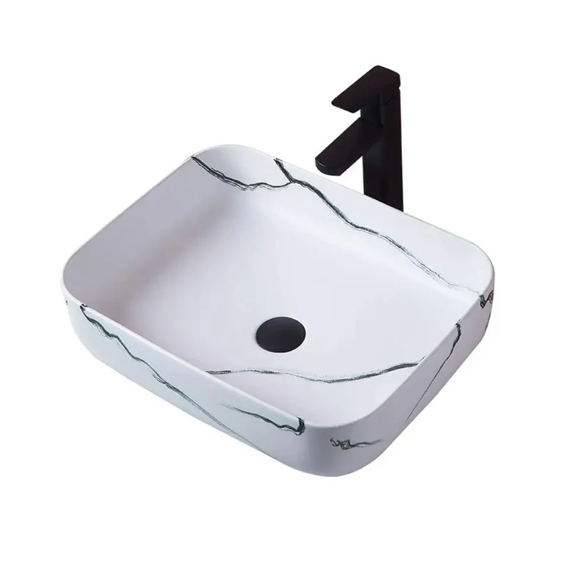 Top Shelf And Dope Imitation Marble Vessel Basin For Above Counter Vanity With Glossy Porcelain Finish High Fired Ceramic Bathroom Sink Rock Solid Heavy Duty Stand