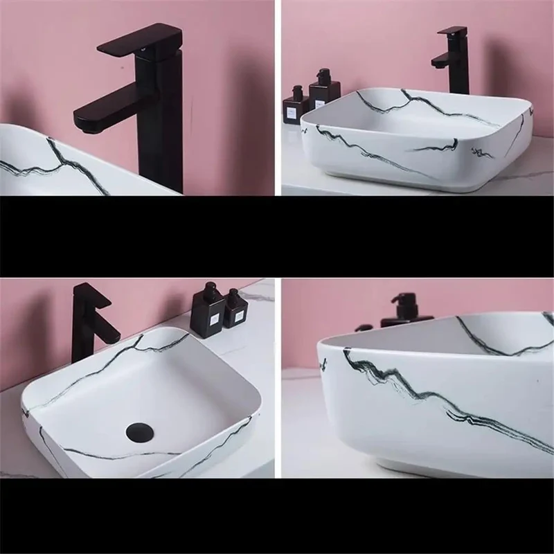 Top Shelf And Dope Imitation Marble Vessel Basin For Above Counter Vanity With Glossy Porcelain Finish High Fired Ceramic Bathroom Sink Rock Solid Heavy Duty Stand