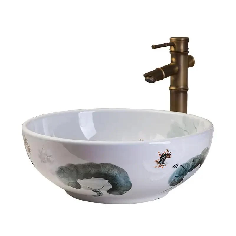 Round Ceramic Vessel Bathroom Sink Real Deal Countertop Washbasin Slick Modern Vanity Bowls Boss Level Retro Design Premium Glazed Finish For Everyday Home Baths