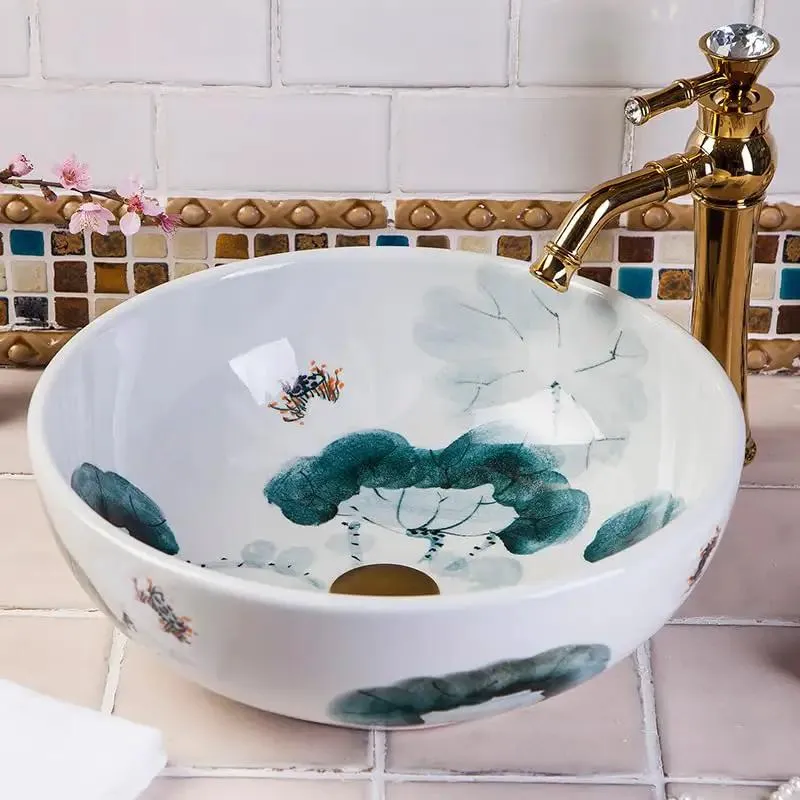 Round Ceramic Vessel Bathroom Sink Real Deal Countertop Washbasin Slick Modern Vanity Bowls Boss Level Retro Design Premium Glazed Finish For Everyday Home Baths