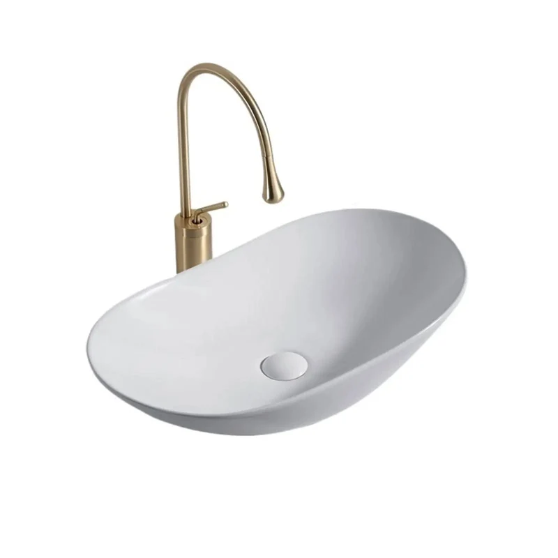 No Fuss Ceramic Vessel Bathroom Sink Solid Build Countertop Basin With Drip Free Copper Faucet Glossy Glaze Rounded Corners Quick Wipe Cleanup Top Tier Home Lavatory