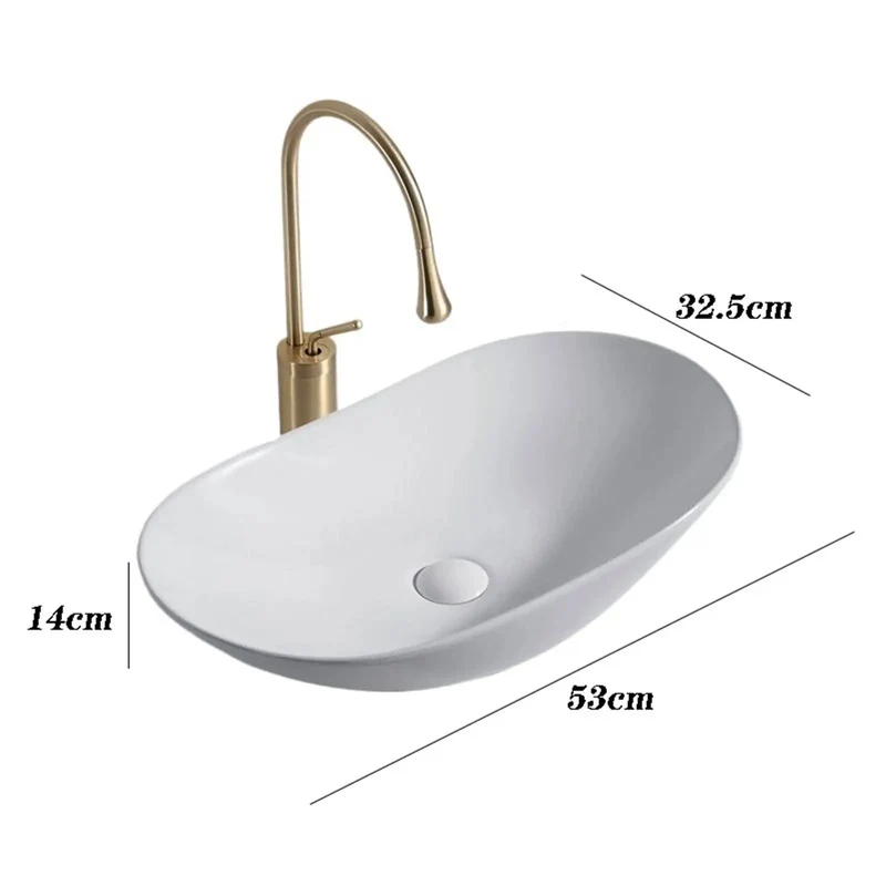 No Fuss Ceramic Vessel Bathroom Sink Solid Build Countertop Basin With Drip Free Copper Faucet Glossy Glaze Rounded Corners Quick Wipe Cleanup Top Tier Home Lavatory