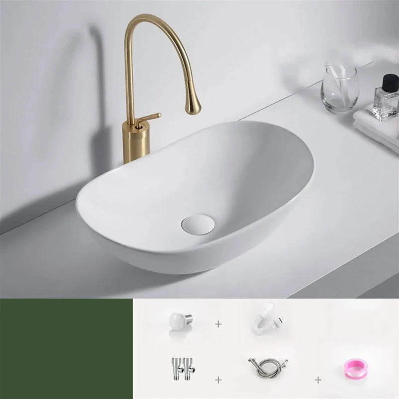 No Fuss Ceramic Vessel Bathroom Sink Solid Build Countertop Basin With Drip Free Copper Faucet Glossy Glaze Rounded Corners Quick Wipe Cleanup Top Tier Home Lavatory