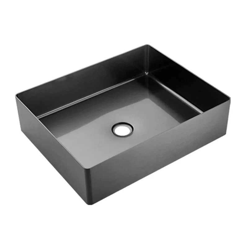 Top Shelf Stainless Steel Bathroom Vessel Sink Rectangular Countertop Basin Modern Hotel Decor Quick Cleanup Sleek Brushed Finish Hassle Free Mounting Measures 19 7 By 15 7 Inches Wide