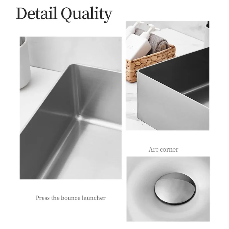 Top Shelf Stainless Steel Bathroom Vessel Sink Rectangular Countertop Basin Modern Hotel Decor Quick Cleanup Sleek Brushed Finish Hassle Free Mounting Measures 19 7 By 15 7 Inches Wide