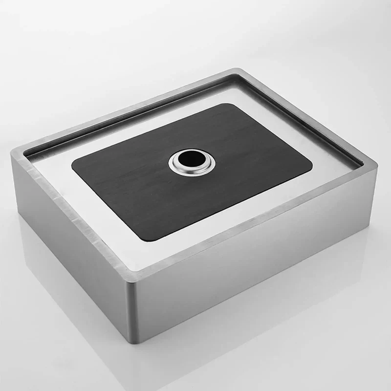 Top Shelf Stainless Steel Bathroom Vessel Sink Rectangular Countertop Basin Modern Hotel Decor Quick Cleanup Sleek Brushed Finish Hassle Free Mounting Measures 19 7 By 15 7 Inches Wide