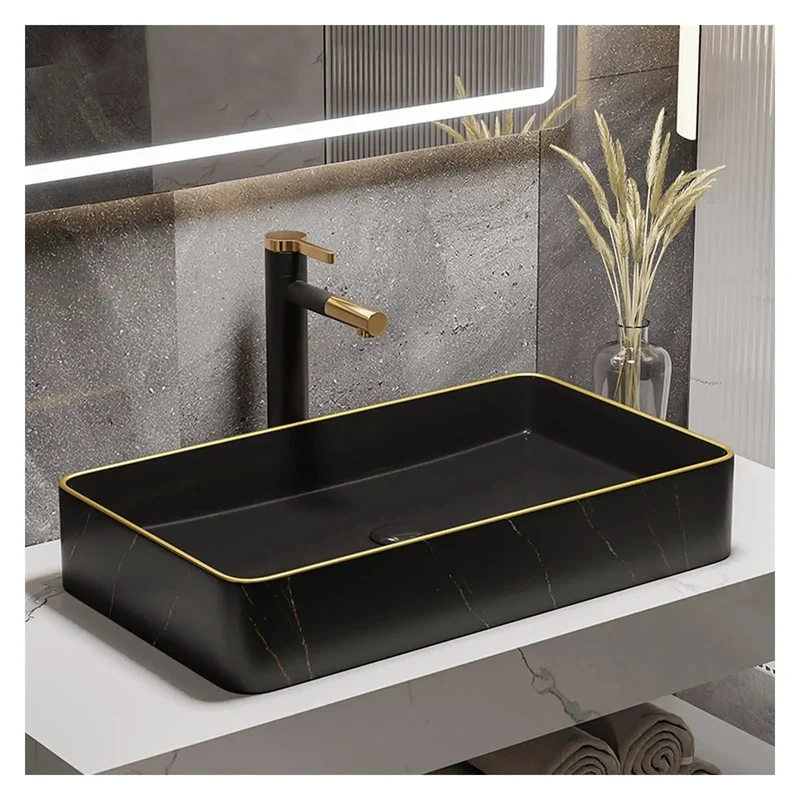 Modern Rectangular Vessel Sink Heavy Duty Glazed Porcelain Above Counter Bathroom Vanity Basin Built Tough Scratch Stain Heat Resistant Seamless Finish Top Shelf Pick For Home Or Hotel