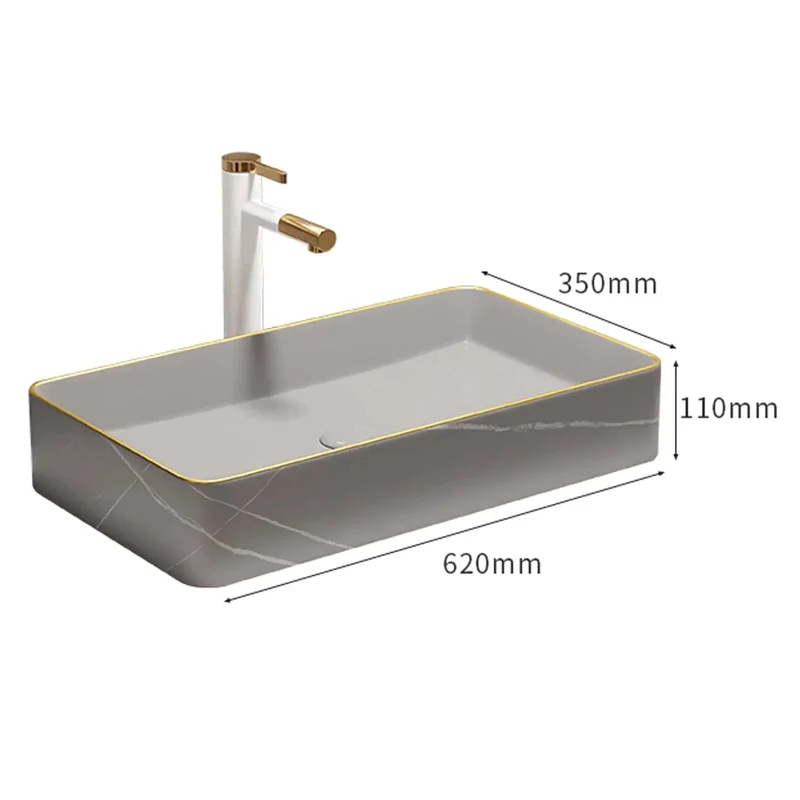 Modern Rectangular Vessel Sink Heavy Duty Glazed Porcelain Above Counter Bathroom Vanity Basin Built Tough Scratch Stain Heat Resistant Seamless Finish Top Shelf Pick For Home Or Hotel