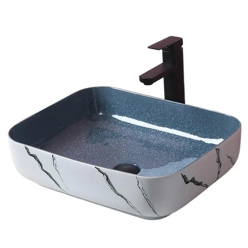 Top Shelf Modern Nordic Ceramic Rectangular Vessel Sink Above Counter Bathroom Vanity Basin Thickened Heavy Duty Countertop Washbasin With Clean Lines And Quick Setup