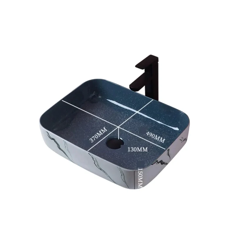 Top Shelf Modern Nordic Ceramic Rectangular Vessel Sink Above Counter Bathroom Vanity Basin Thickened Heavy Duty Countertop Washbasin With Clean Lines And Quick Setup