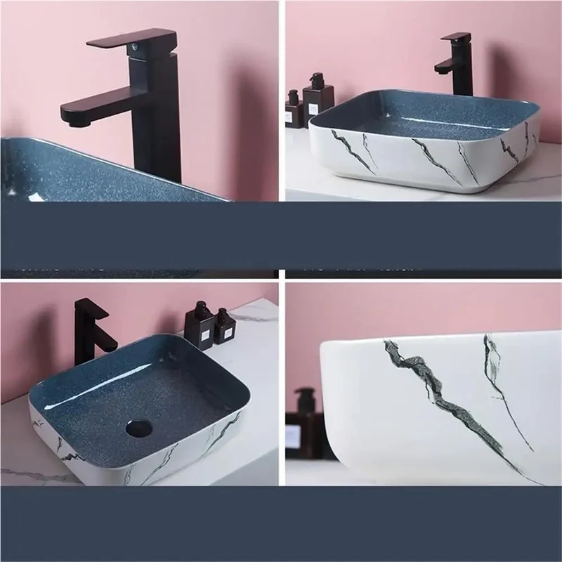 Top Shelf Modern Nordic Ceramic Rectangular Vessel Sink Above Counter Bathroom Vanity Basin Thickened Heavy Duty Countertop Washbasin With Clean Lines And Quick Setup
